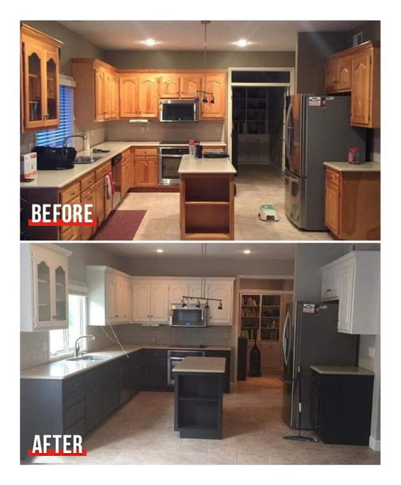 before after kitchen repainting interior