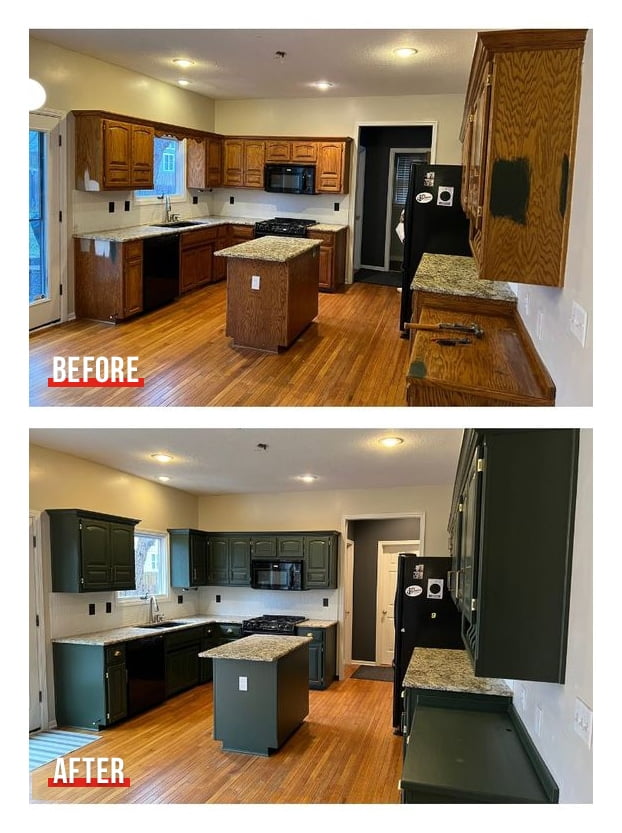 before after repainting kitchen home