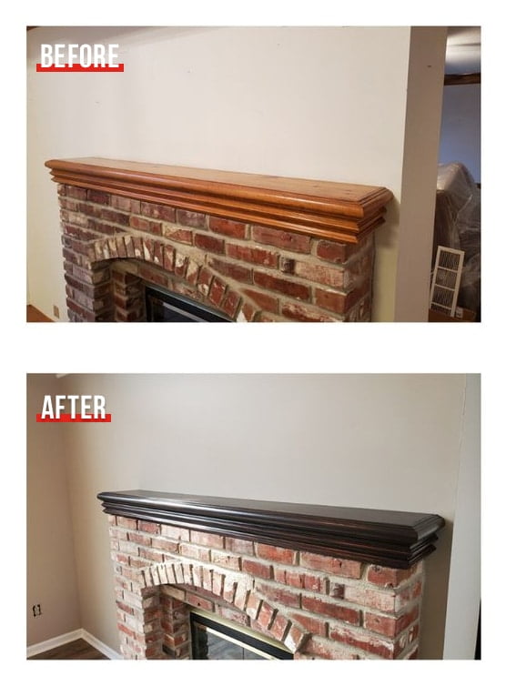 before after repainting fireplace home