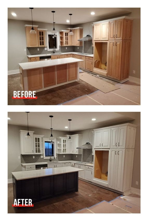 before after repainting kitchen home