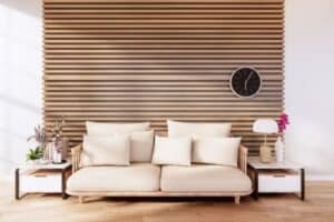 brown accent wall in living room