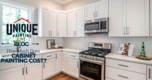 WHITE CABINET PAINTING WITH A CAPTION How Much Does Cabinet Painting COST?