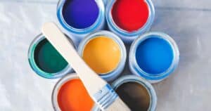 different painting colors with paint brush