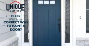 blue door with a caption What is the Correct Way to Paint a Door?