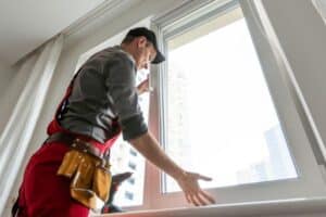man installing new window